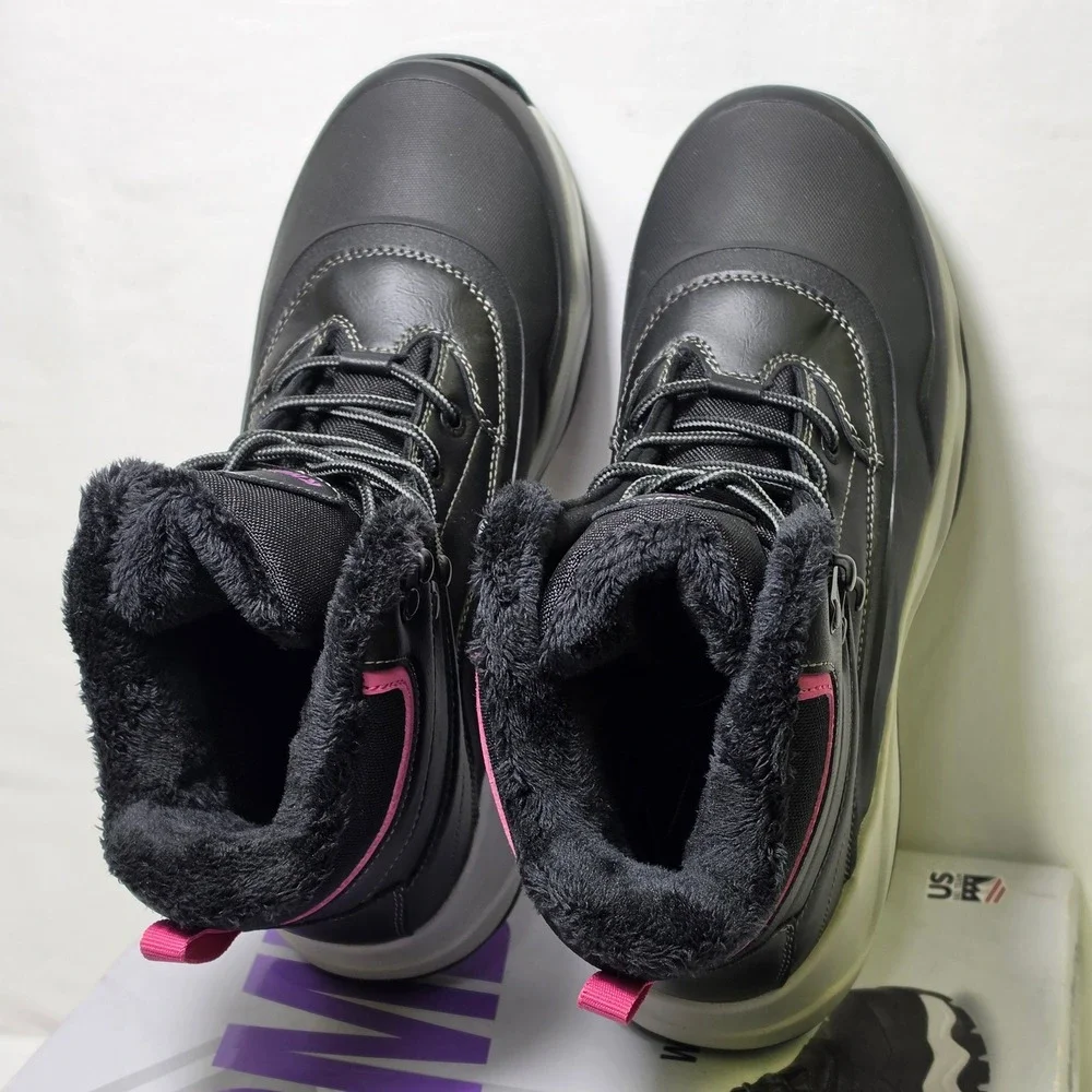 Khombu Riley Womens Black Pink Shell Winter Boots Faux Fur Lined Size 9 1726924